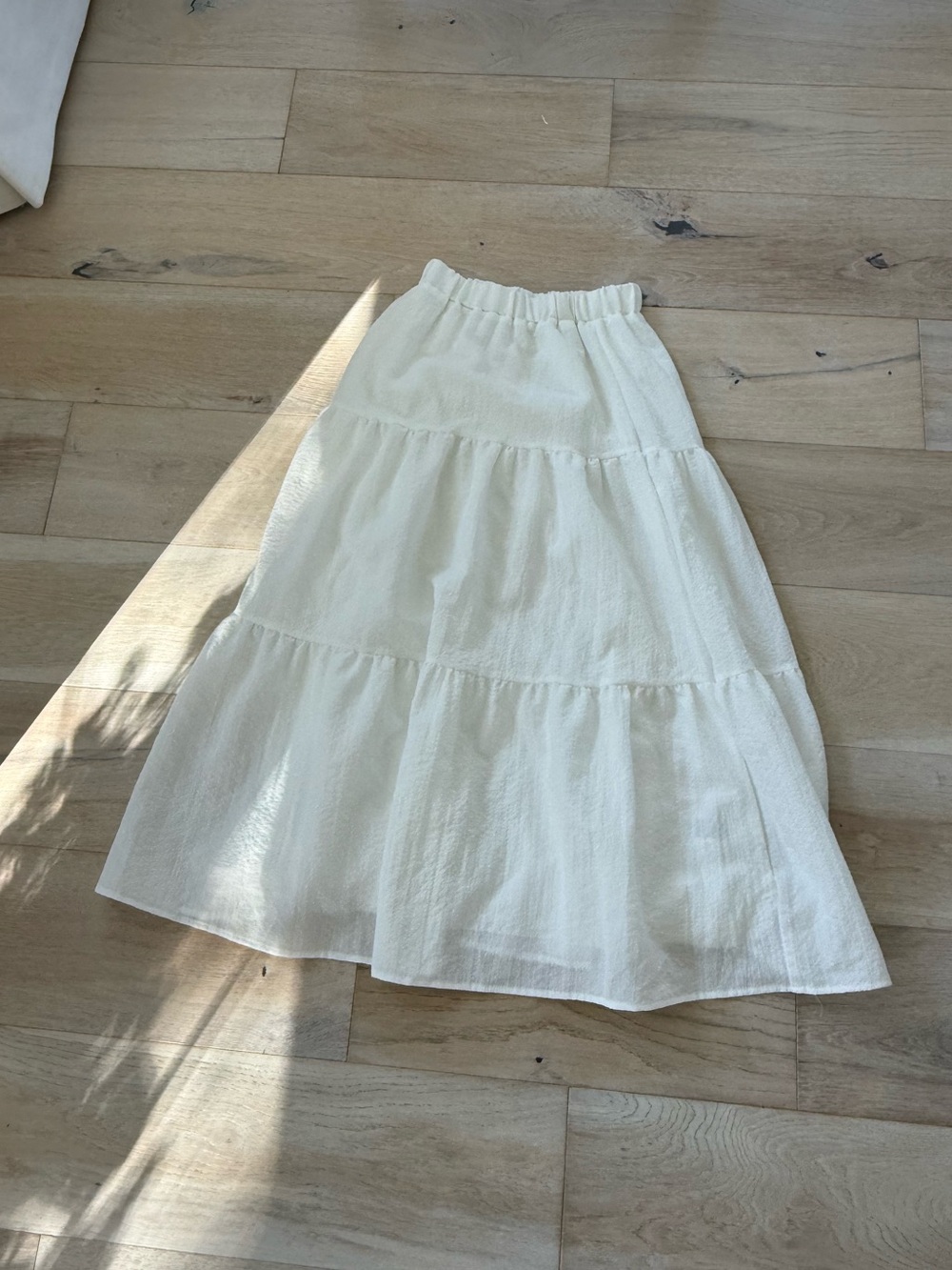 White Tiered Midi Skirt Cottagecore Prairie Boho Skirt Size Small